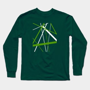 Criss Cross Grass Green and White Lines Long Sleeve T-Shirt